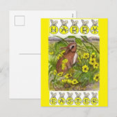Vintage paasbunny Briefkaart (Voorkant / Achterkant)