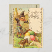 Vintage paasbunny Briefkaart (Voorkant / Achterkant)