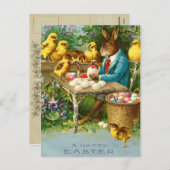 Vintage paasbunny Briefkaart (Voorkant / Achterkant)