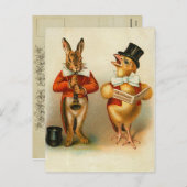 Vintage paasbunny Briefkaart (Voorkant / Achterkant)