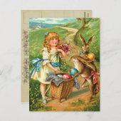 Vintage paasbunny Briefkaart (Voorkant / Achterkant)