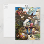 Vintage paasbunny Briefkaart (Voorkant / Achterkant)