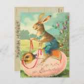 Vintage paasbunny Briefkaart (Voorkant / Achterkant)
