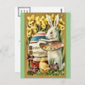 Vintage paasbunny Egg Artist Briefkaart (Voorkant / Achterkant)