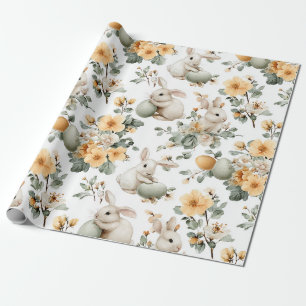 Vintage Paashaas Bloemen (2) Cadeaupapier