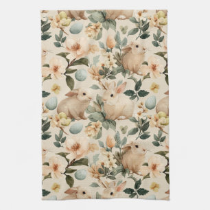 Vintage Paashaas Bloemen (4) Theedoek