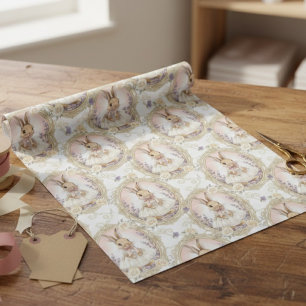 Vintage Paashaas Bloemig Elegant Cadeaupapier