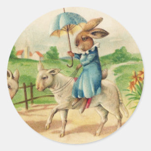 Vintage paaskonijnenkonijnengeleiders ronde sticker