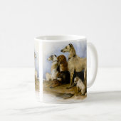 Vintage painting of five cute dogs koffiemok (Voorkant rechts)