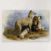 Vintage painting of five cute dogs legpuzzel (Horizontaal)