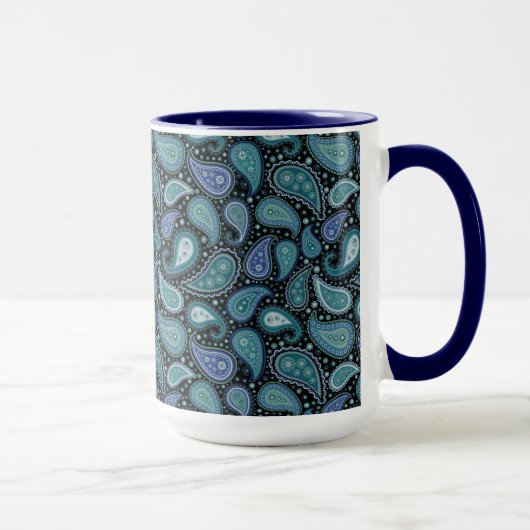 Vintage Paisley Blue Turquoise floral Mug (Droite)