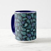 Vintage Paisley Blue Turquoise floral Mug (Devant gauche)