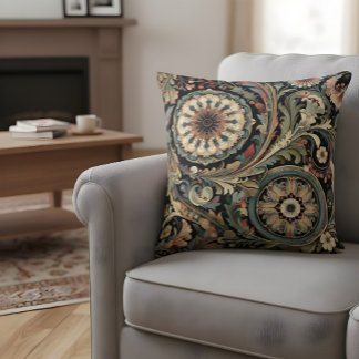 Vintage Paisley Jeter Oreiller Vert foncé Orange