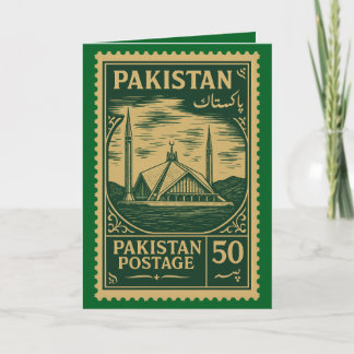 Vintage Pakistan Postage Stamp Kaart