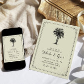 Vintage Palm Simple Destination Mariage Invitation