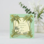 Vintage Palm Tree Destination Mariage Invitation (Debout devant)