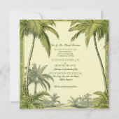 Vintage Palm Tree Destination Mariage Invitation (Dos)