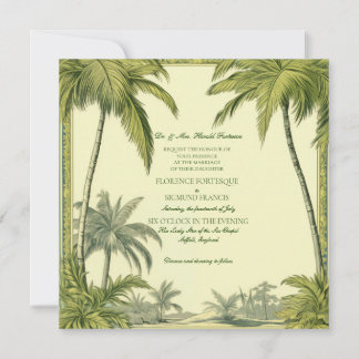 Vintage Palm Tree Destination Mariage Invitation