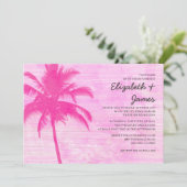 Vintage Palm Trees Plage Mariage Invitations (Debout devant)