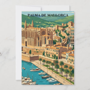 Vintage Palma de Mallorca Stadsgezicht Reis Kaart