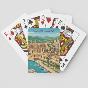 Vintage Palma de Mallorca stadsgezicht reis Pokerkaarten