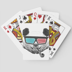 Vintage panda 3-D glazen Pokerkaarten