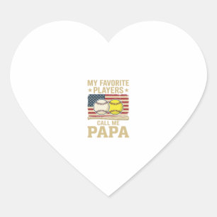 Vintage Papa Honkbal Softbal Spelers Shirt Ontwerp Hart Sticker
