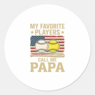 Vintage Papa Honkbal Softbal Spelers Shirt Ontwerp Ronde Sticker