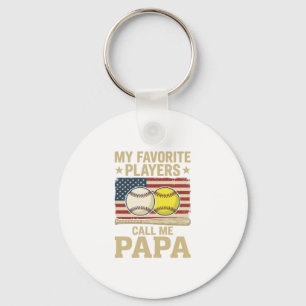 Vintage Papa Honkbal Softbal Spelers Shirt Ontwerp Sleutelhanger