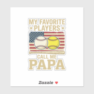 Vintage Papa Honkbal Softbal Spelers Shirt Ontwerp Sticker