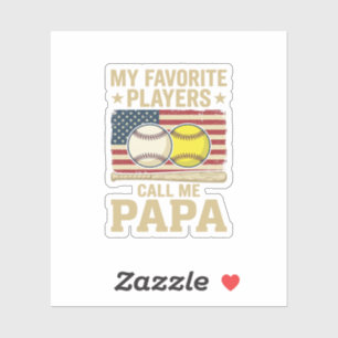 Vintage Papa Honkbal Softbal Spelers Shirt Ontwerp Sticker