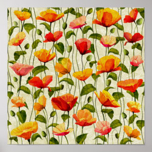 Vintage. Papavers. Poster