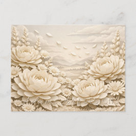 Vintage Paper Flower Field Landscape Briefkaart