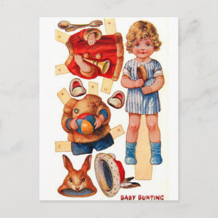 Vintage Paperdoll Little Baby Bunting Briefkaart