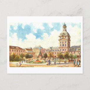 Vintage Paradeplein, Mannheim, Duitsland Briefkaart