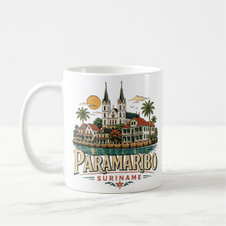Vintage Paramaribo Suriname Reis Kunst Landmark Koffiemok