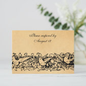 Vintage Parchemin RSVP avec enveloppes (Debout devant)