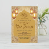 Vintage Parchment Iftar Invitation with Gold Arch (Debout devant)