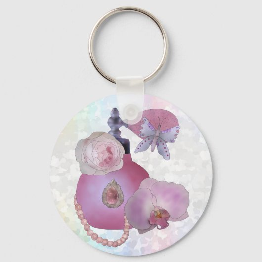 Vintage Parfüm Runder Sleutelhanger (Voorkant)