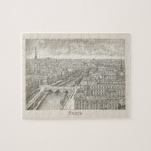 Vintage Parijs Eiffel Tower Cityscape Legpuzzel (Horizontaal)