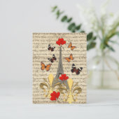 Vintage Parijs en vlinders Briefkaart (Staand voorkant)