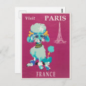 Vintage Parijs Franse Poodle Briefkaart (Voorkant / Achterkant)