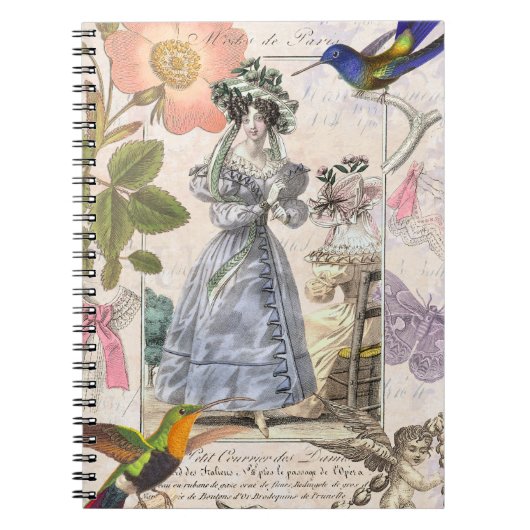 Vintage Parijs Mode Elegant Collage Notitieboek (Voorkant)