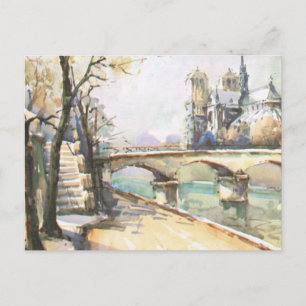 Vintage Parijs, Notre Dame, La Seine Briefkaart