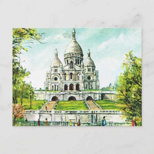 Vintage Parijs, Parijs, Montmatre, Sacre Coeur Briefkaart (Voorkant)