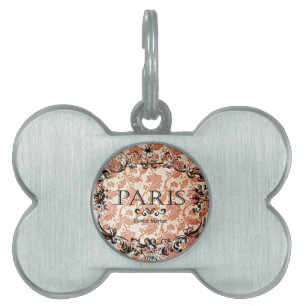 Vintage Paris Damask Huisdieren Naamplaatje