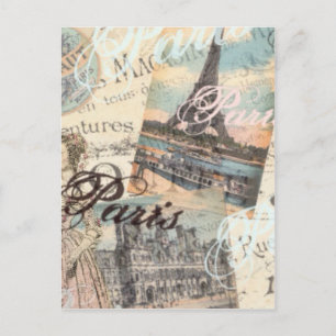 Vintage Paris decoupage Landmarks typografie Briefkaart
