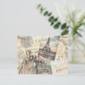 Vintage Paris decoupage Landmarks typografie Briefkaart (Staand voorkant)