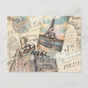 Vintage Paris decoupage Landmarks typografie Briefkaart