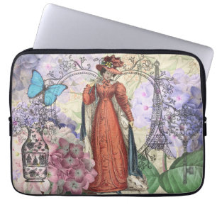 Vintage Paris Eiffeltoren Collage Romantisch Frans Laptop Sleeve
